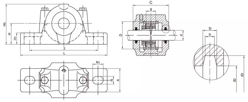 bearing housing with shaft drawing